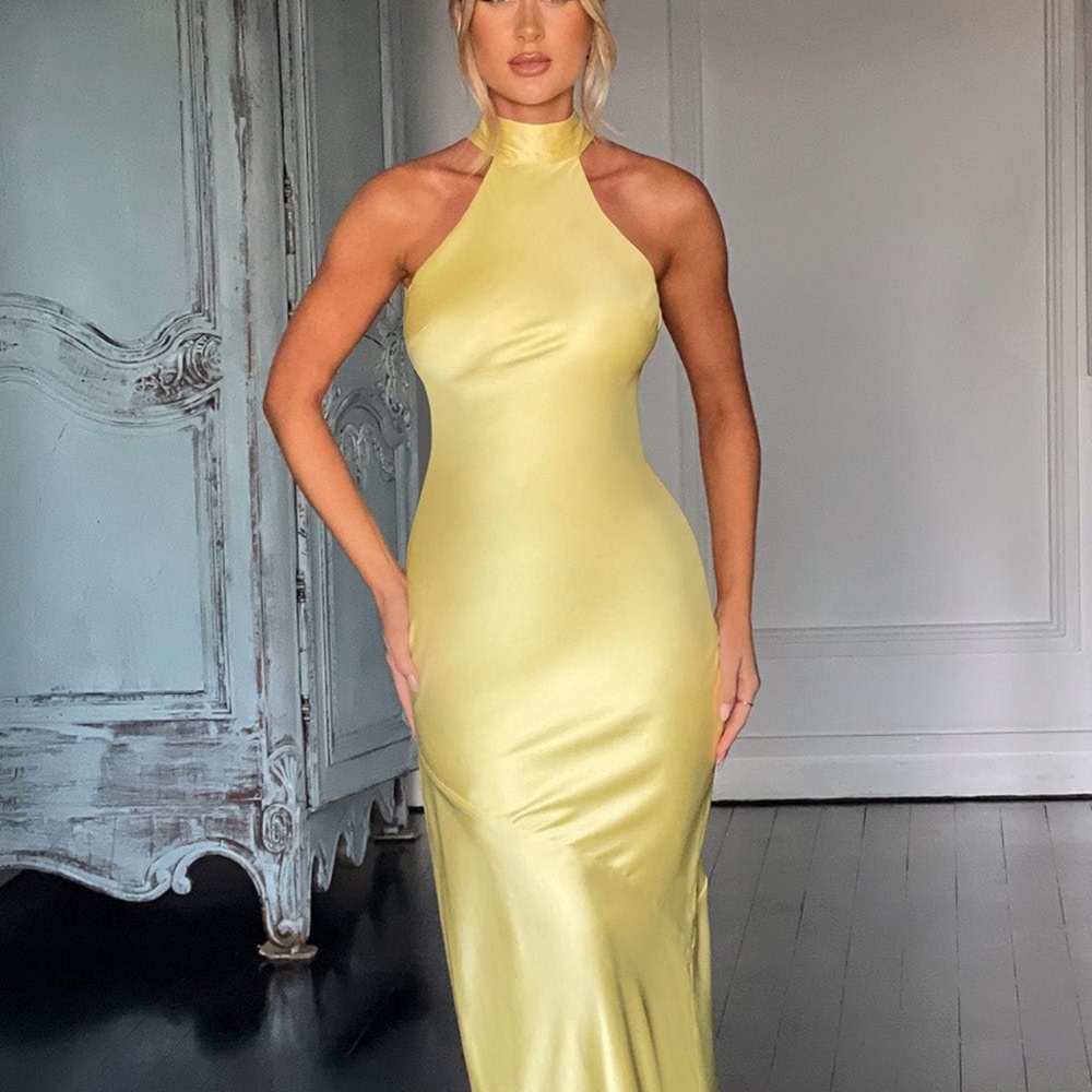 Yellow high neck dress